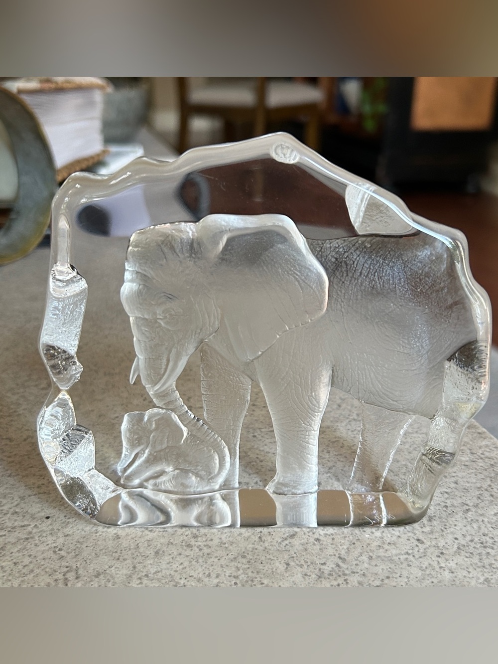 Mats Jonasson Crystal Sweden Signed Numbered Elephants Baby & Mother